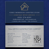 Metal Handyman Construction Navy Blue Gold QR Code 名刺