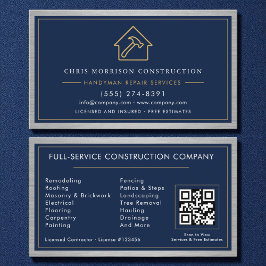 Metal Handyman Navy Blue Gold QR Code  名刺