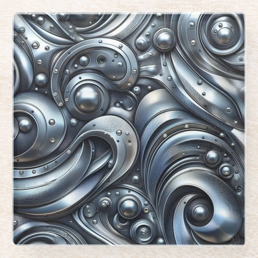 metal look, industrial style ガラスコースター (正面)