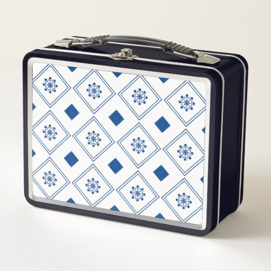 Metal lunchbox with a navy blue frame  メタルランチボックス (正面)