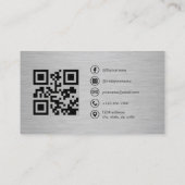Metal Minimalist Photo with QR Code Social Media 名刺 (裏面)