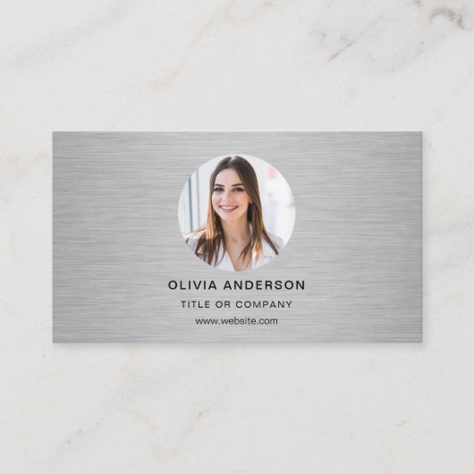 Metal Minimalist Photo with QR Code Social Media 名刺 (正面)