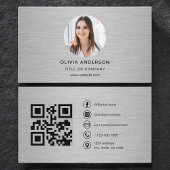 Metal Minimalist Photo with QR Code Social Media 名刺