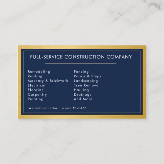 Metal Modern Handyman Navy Blue Gold 名刺 (裏面)