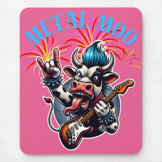    Metal Moo-d – Rockin' Cow with a Guitar マウスパッド (正面)