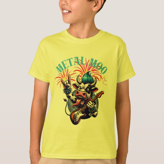     Metal Moo-d – Rockin' Cow with a Guitar Tシャツ (正面)