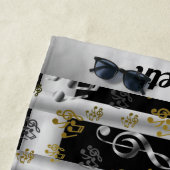 metal, shiny, pattern, music, note, elegant, beach ビーチタオル (インサイチュ)