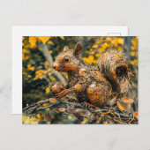 Metal Squirrel on Branch in autumn ポストカード (正面/裏面)