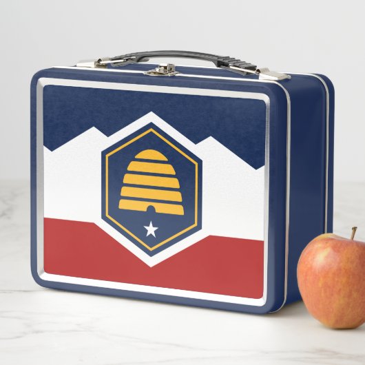 Metal Stainless Lunchbox with flag of Utah, USA メタルランチボックス (インサイチュ)
