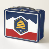 Metal Stainless Lunchbox with flag of Utah, USA メタルランチボックス (正面)