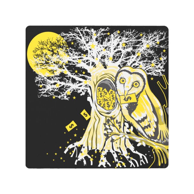 Metal Wall Art – Urban Tree Owl & Wealth Surreal  メタルプリント (正面)