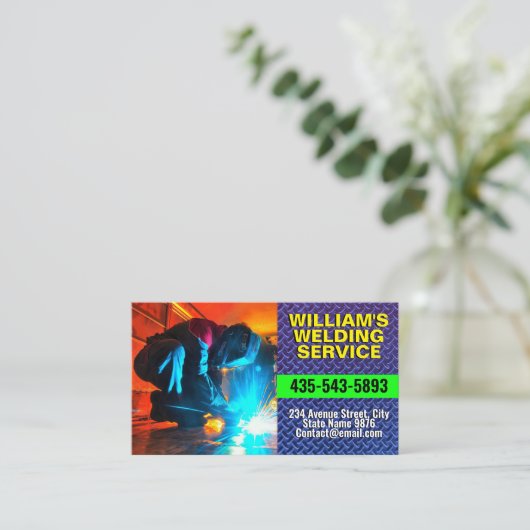 Metal Work Services | Metal Fabrication & Welding 名刺 (スタンド正面)