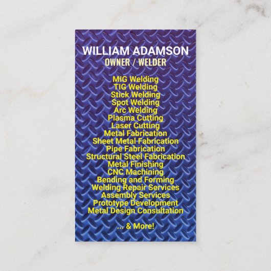 Metal Work Services | Metal Fabrication & Welding 名刺 (裏面)