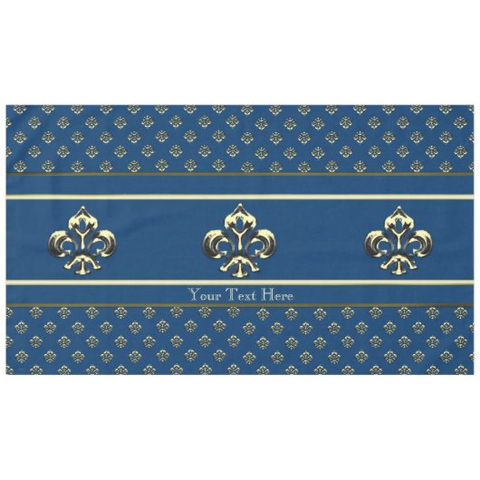 Metalic（紋章の）フラ・ダ・リ(金ゴールド) テーブルクロス (正面(横))