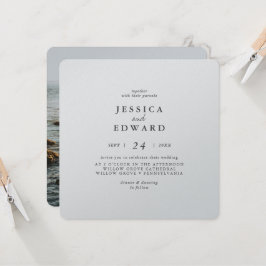 Metalic Silver and Black 結婚 Photo's 招待状