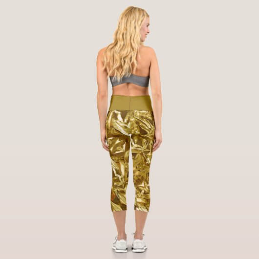 Metallic Abstract 101 Deep Gold Capri Leggings カプリレギンス (裏面)