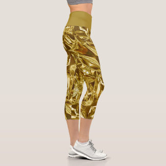 Metallic Abstract 101 Deep Gold Capri Leggings カプリレギンス