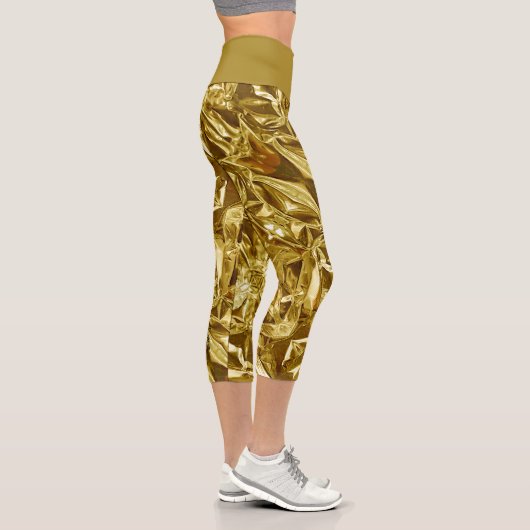 Metallic Abstract 101 Deep Gold Capri Leggings カプリレギンス (右)
