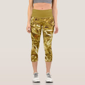 Metallic Abstract 101 Deep Gold Capri Leggings カプリレギンス (正面)
