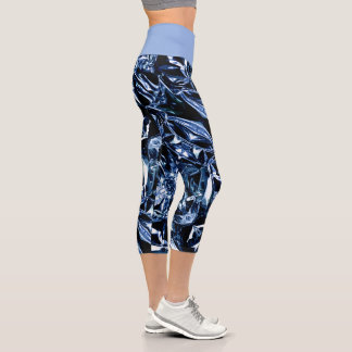 Metallic Abstract 101 Deep Navy Capri Leggings カプリレギンス