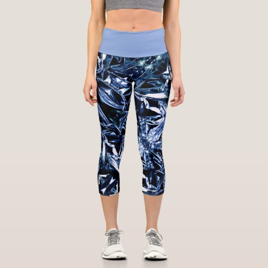 Metallic Abstract 101 Deep Navy Capri Leggings カプリレギンス (正面)