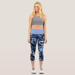 Metallic Abstract 101 Deep Navy Capri Leggings カプリレギンス