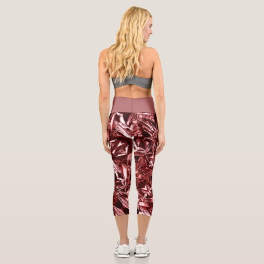 Metallic Abstract 101 Deep Pink Capri Leggings カプリレギンス (裏面)