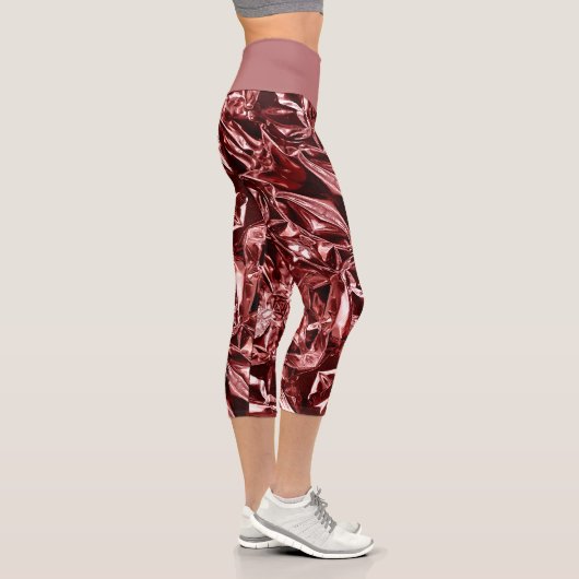 Metallic Abstract 101 Deep Pink Capri Leggings カプリレギンス (右)