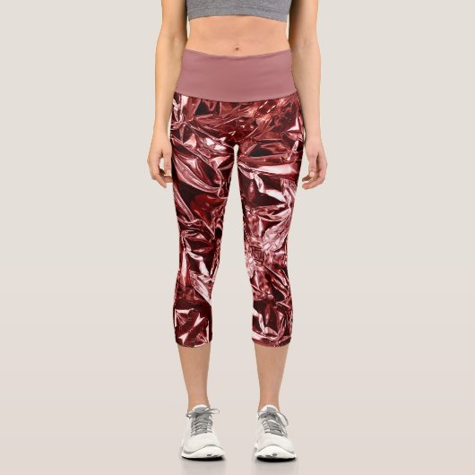 Metallic Abstract 101 Deep Pink Capri Leggings カプリレギンス (正面)