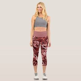 Metallic Abstract 101 Deep Pink Capri Leggings カプリレギンス