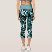 Metallic Abstract 101 Deep Teal Capri Leggings カプリレギンス (裏面)