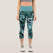 Metallic Abstract 101 Deep Teal Capri Leggings カプリレギンス (正面)
