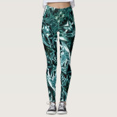 Metallic Abstract 101 Deep Teal Leggings レギンス (正面)