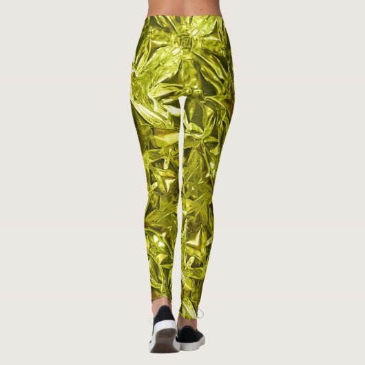 Metallic Abstract 101 Lime Green Leggings レギンス (裏面)