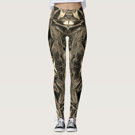 Metallic Abstract 101 Sepia Leggings レギンス (正面)
