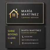 Metallic Black and Gold House Cleaning Services 名刺