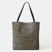 Metallic Black Glitter Personalized modern chic トートバッグ (裏面)