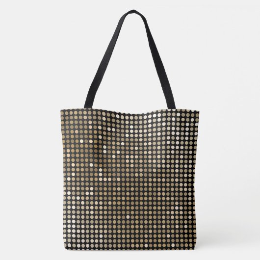Metallic Black Glitter Personalized modern chic トートバッグ (裏面)