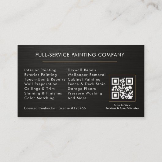 Metallic Black Gold Painter Painting QR Code 名刺 (裏面)