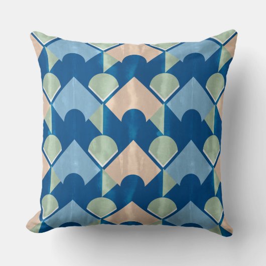 Metallic blue geometric diamond shapes  クッション (正面)