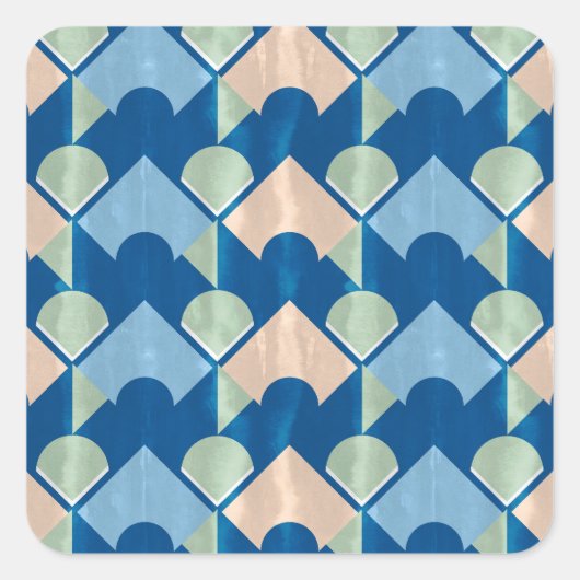 Metallic blue geometric diamond shapes スクエアシール (正面)