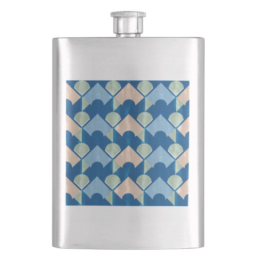 Metallic blue geometric diamond shapes フラスク (正面)