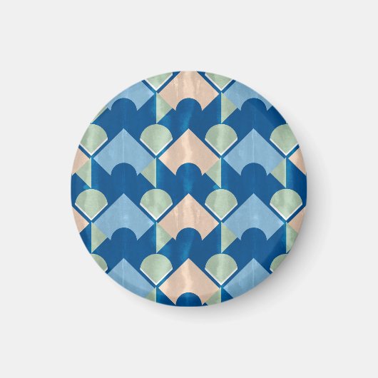Metallic blue geometric diamond shapes マグネット (正面)