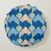 Metallic blue geometric diamond shapes  ラウンドクッション (裏面)