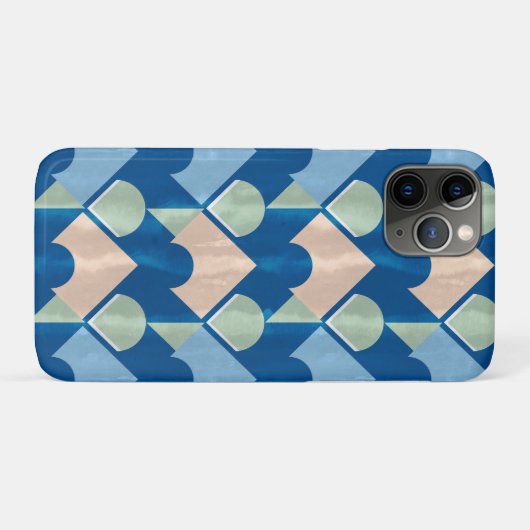 Metallic blue geometric diamond shapes Case-Mate iPhoneケース (裏面(横))