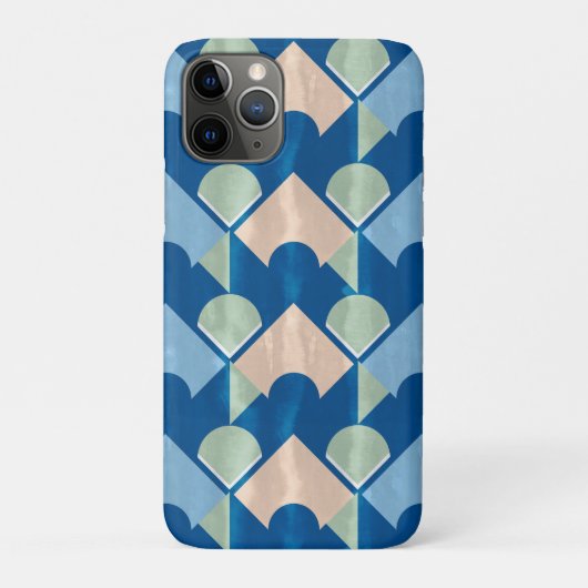 Metallic blue geometric diamond shapes Case-Mate iPhoneケース (裏)