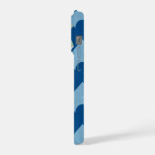 Metallic blue geometric diamond shapes  iPhoneケース (左側面)