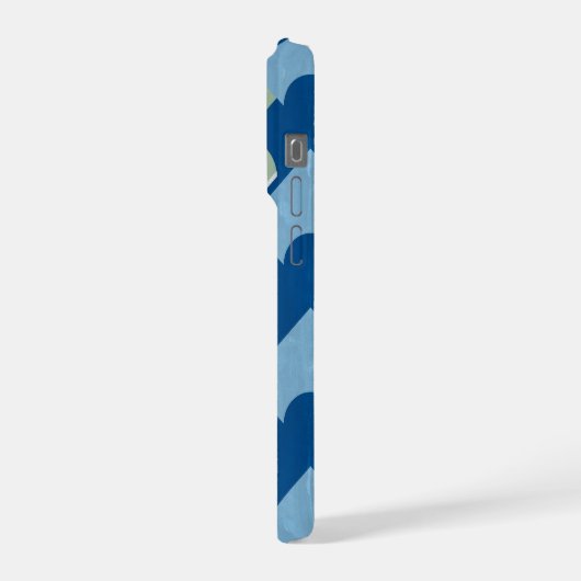 Metallic blue geometric diamond shapes  iPhoneケース (左側面)