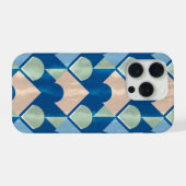 Metallic blue geometric diamond shapes  iPhoneケース (裏面横)