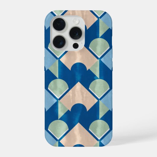 Metallic blue geometric diamond shapes  iPhoneケース (裏面)